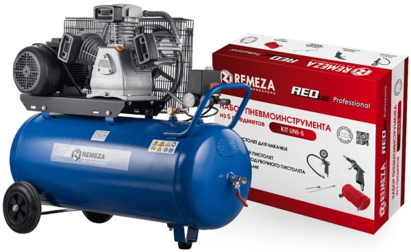 Компрессор поршневой СБ4/С-200.LB40 с набором пневмоинструмента KIT UNI-5